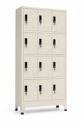 Casier de rangement en métal 12 portes Beige 180x90x40 cm
