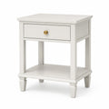 Table de chevet en bois blanc avec tiroir et étagère