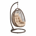 Fauteuil suspendu en rotin synthétique marron avec coussin beige