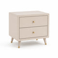 Table de chevet en bois avec deux tiroirs couleur Beige