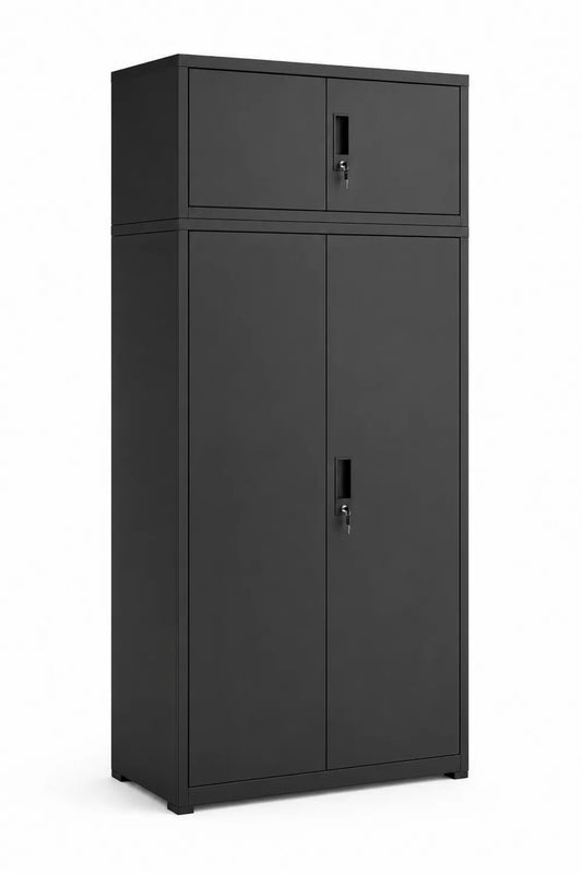 Armoire en métal noir avec portes verrouillables 180x90x40 cm