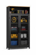 Armoire de rangement en métal noir avec portes grillagées 180 x 90 x 40 cm