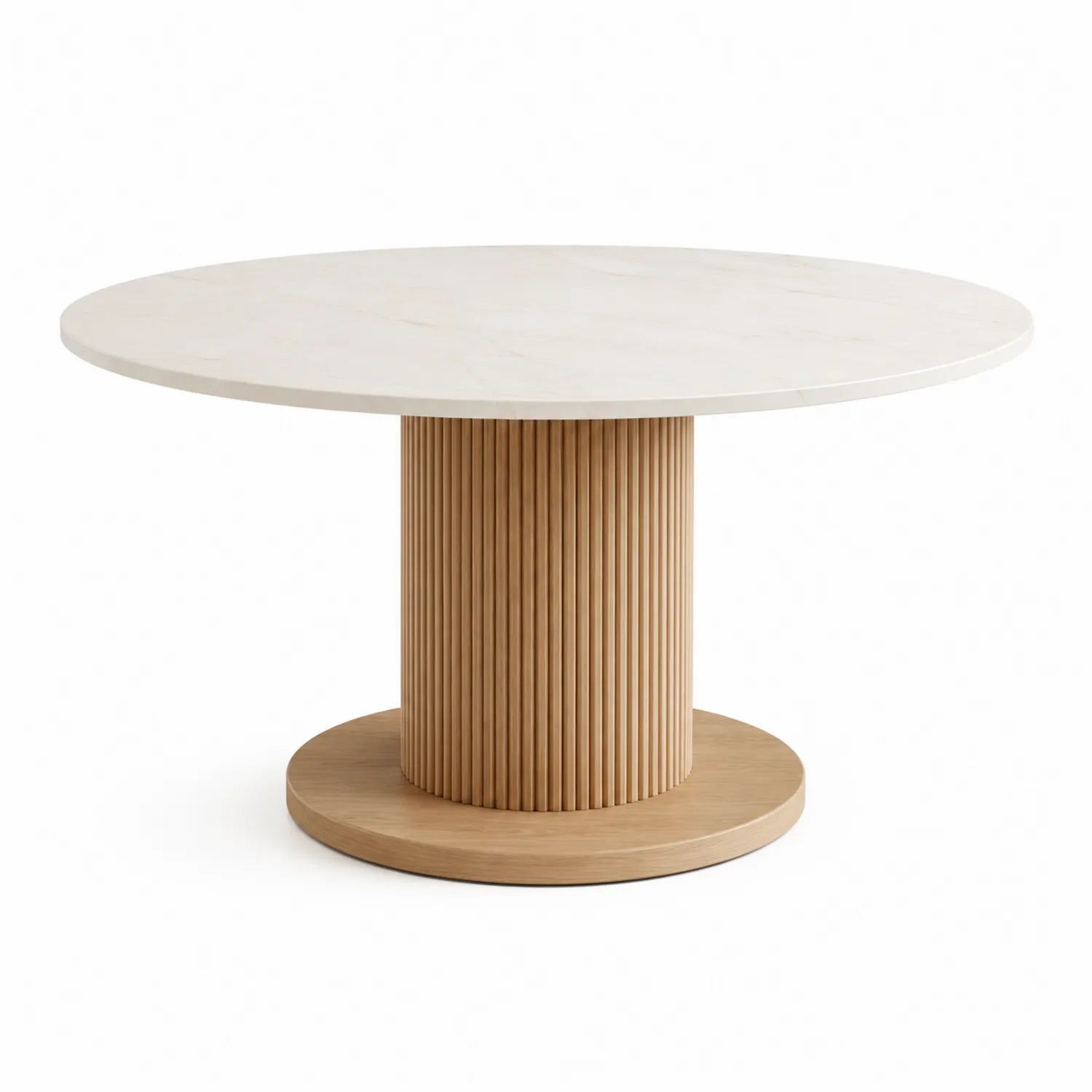 Table à manger ronde en marbre et chêne 120 cm