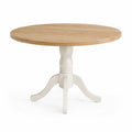 Table à manger ronde en bois naturel et blanc 100 cm
