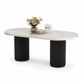Table à manger ovale en marbre et métal 200x90 cm