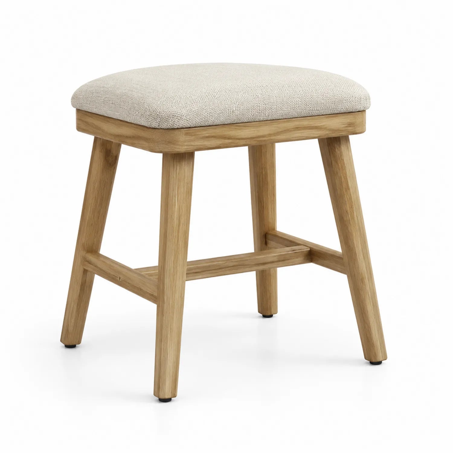 Tabouret Repose-pieds Tissu Lin et Chêne