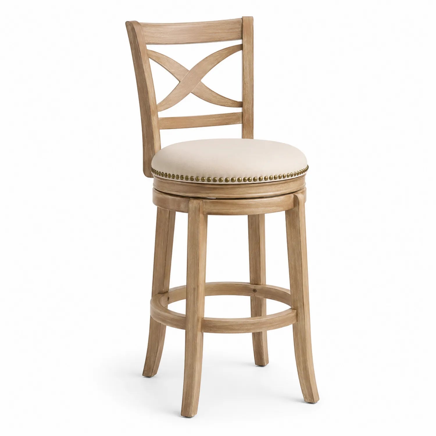 Tabouret de bar en bois avec siège en PU beige