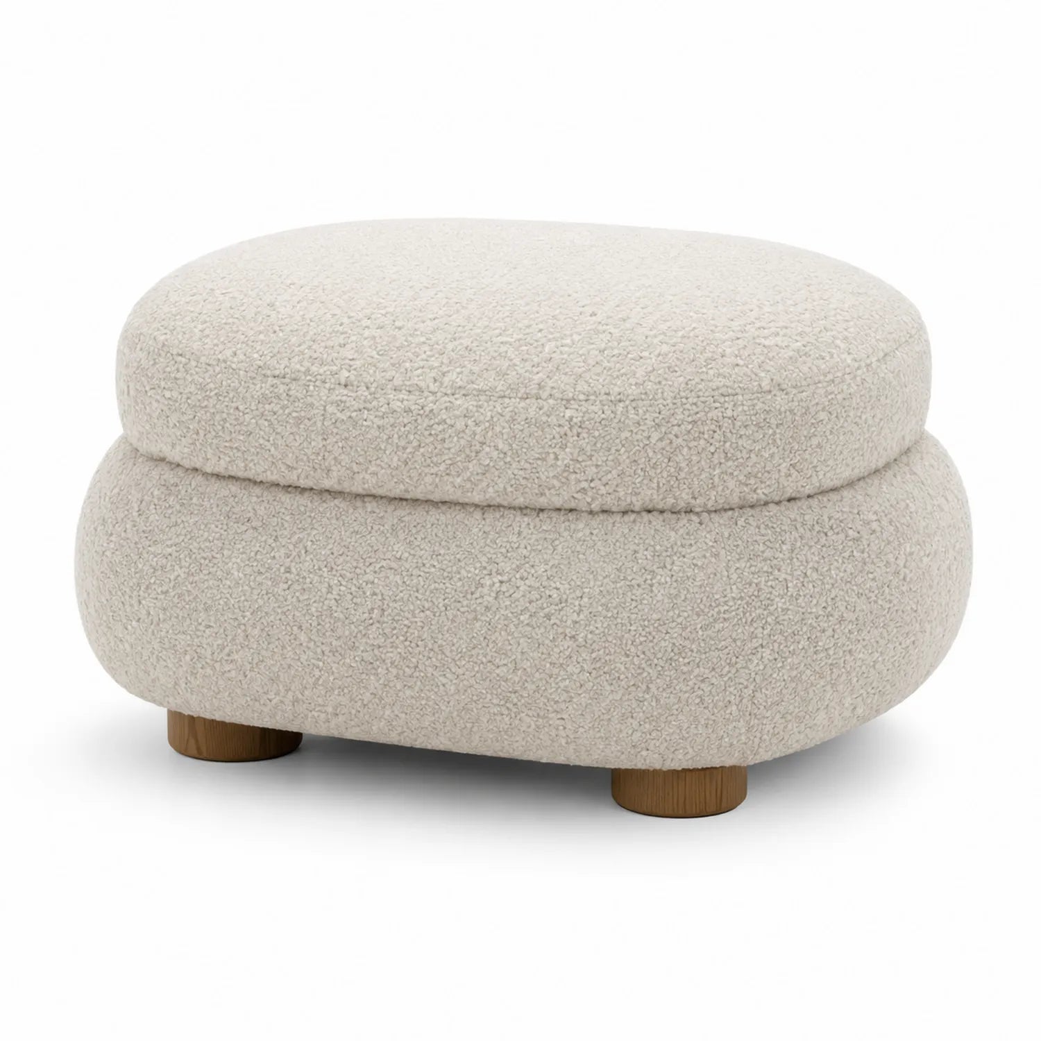 Repose-pied en tissu bouclé Blanc cassé