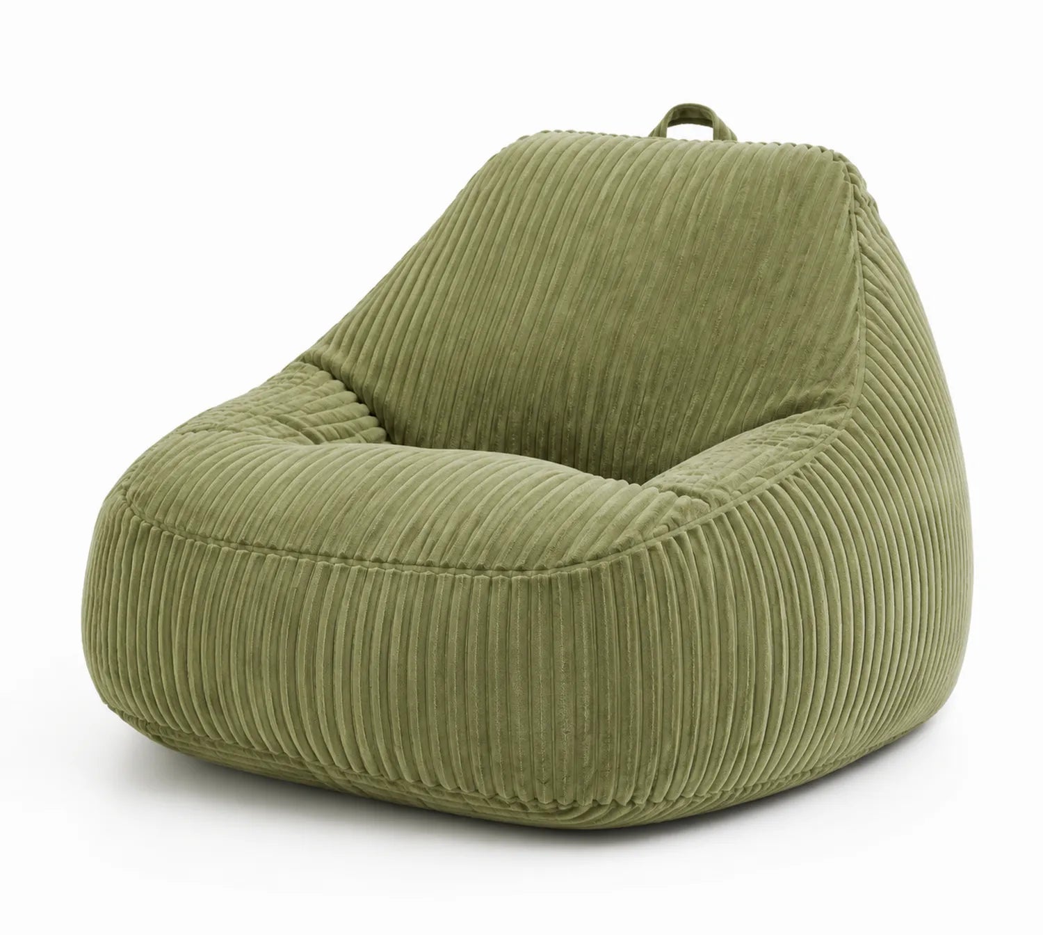 Pouf Poire Côtelé Vert Polyester