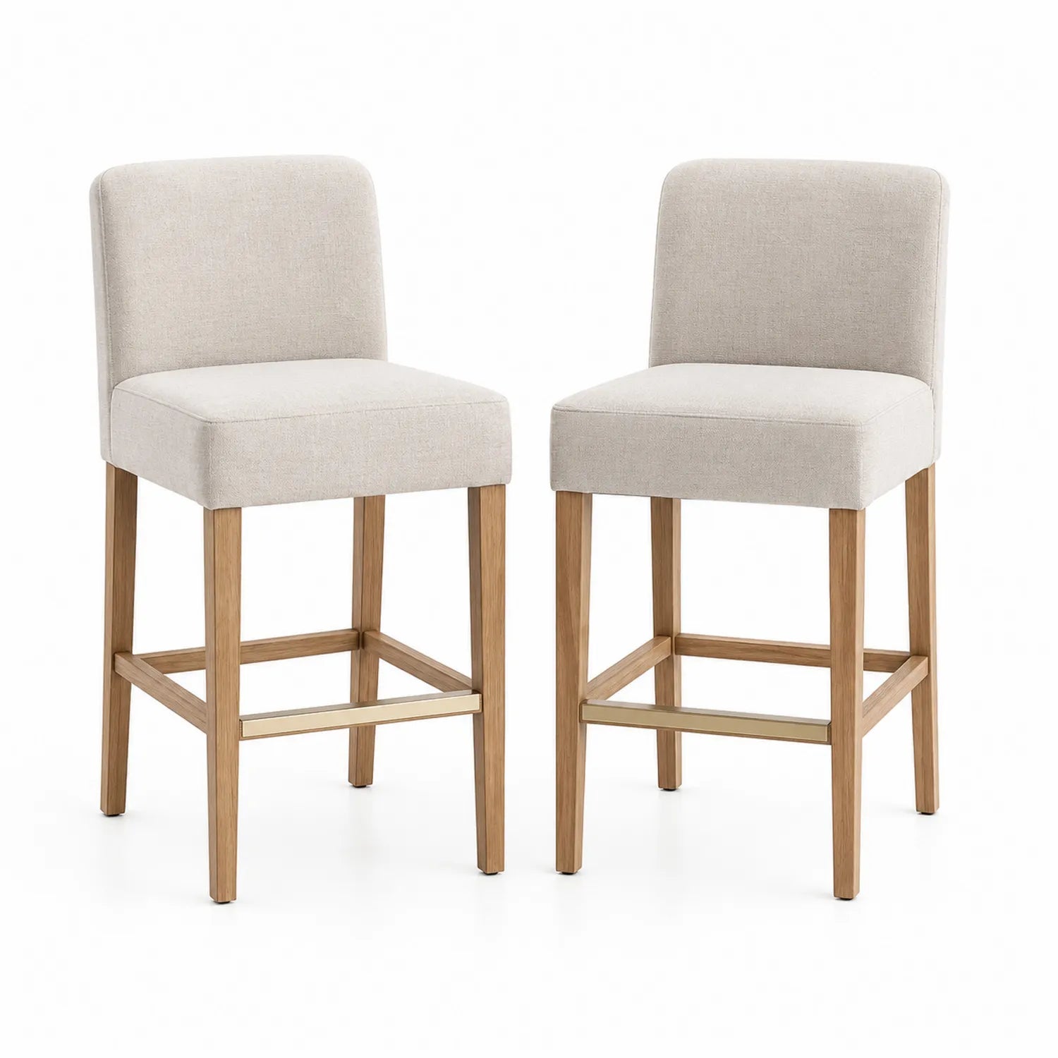 Paire de tabourets de bar en tissu avec structure en chêne