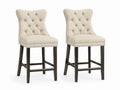 Tabourets de bar en bois et tissu beige avec dossier capitonné 104 cm